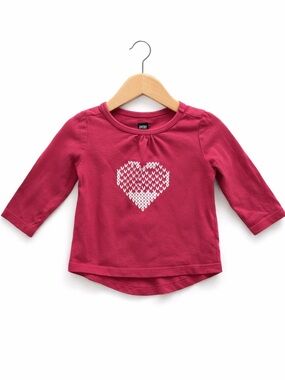10/$15 Tag Pink Long Sleeve T-Shirts - Hearts Size 6 Months